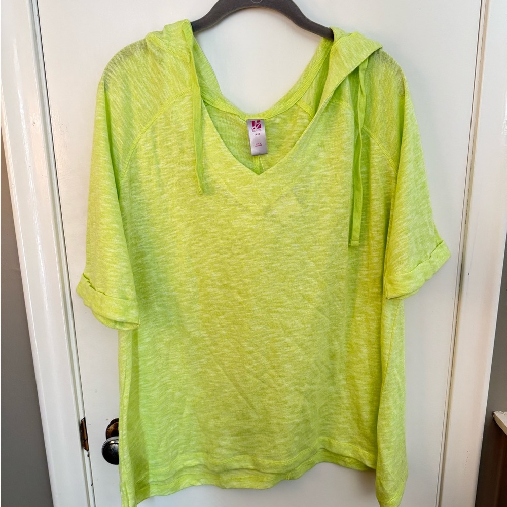 Lime Green Hooded Active Top
